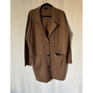 Madewell Sweater Jacket XL Womens Cotton Poly Wool Tan Button Up Pockets